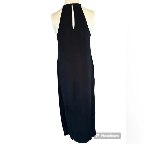 Zara Basics Maxi Black Dress Viscose Halter Neck Beading and Fringe Size Sm… - Picture 2 of 14